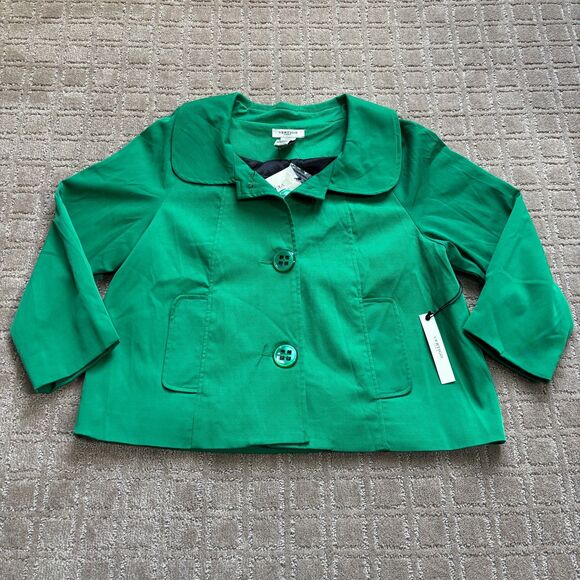 Vertigo Paris Cropped Jacket Women's L Kelly Green Preppy Peter Pan Collar READ - Picture 1 of 8